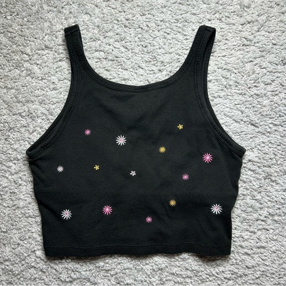 PINK Top Womens Large Crop Top Tank Flowers Casual Girly Summer Vacation BOHO - Picture 3 of 3